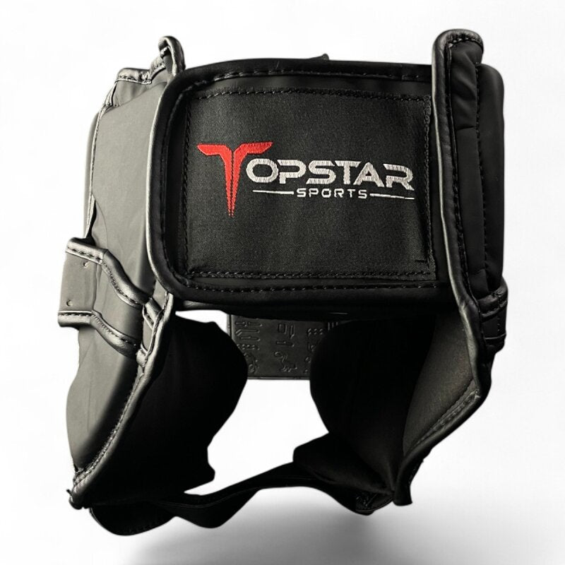 Kopfschutz mit Jochbeinschutz SHADOW BLAZE schwarz, Premium Kunstleder in Matt