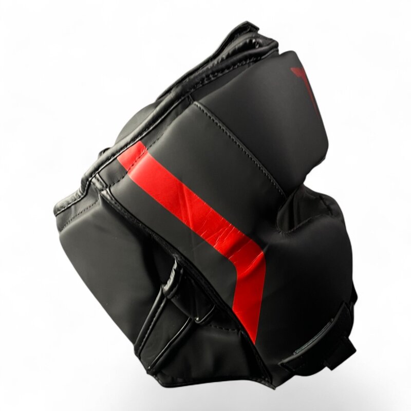 Kopfschutz mit Jochbeinschutz SHADOW BLAZE schwarz, Premium Kunstleder in Matt