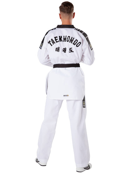 KWON (R) Taekwondo Anzug Grand Victory mit Rückenbestickung, schwarzes Revers