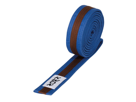 KWON (R) Budogürtel blau/braun/blau Kampfsportgürtel mit Mittelstreifen