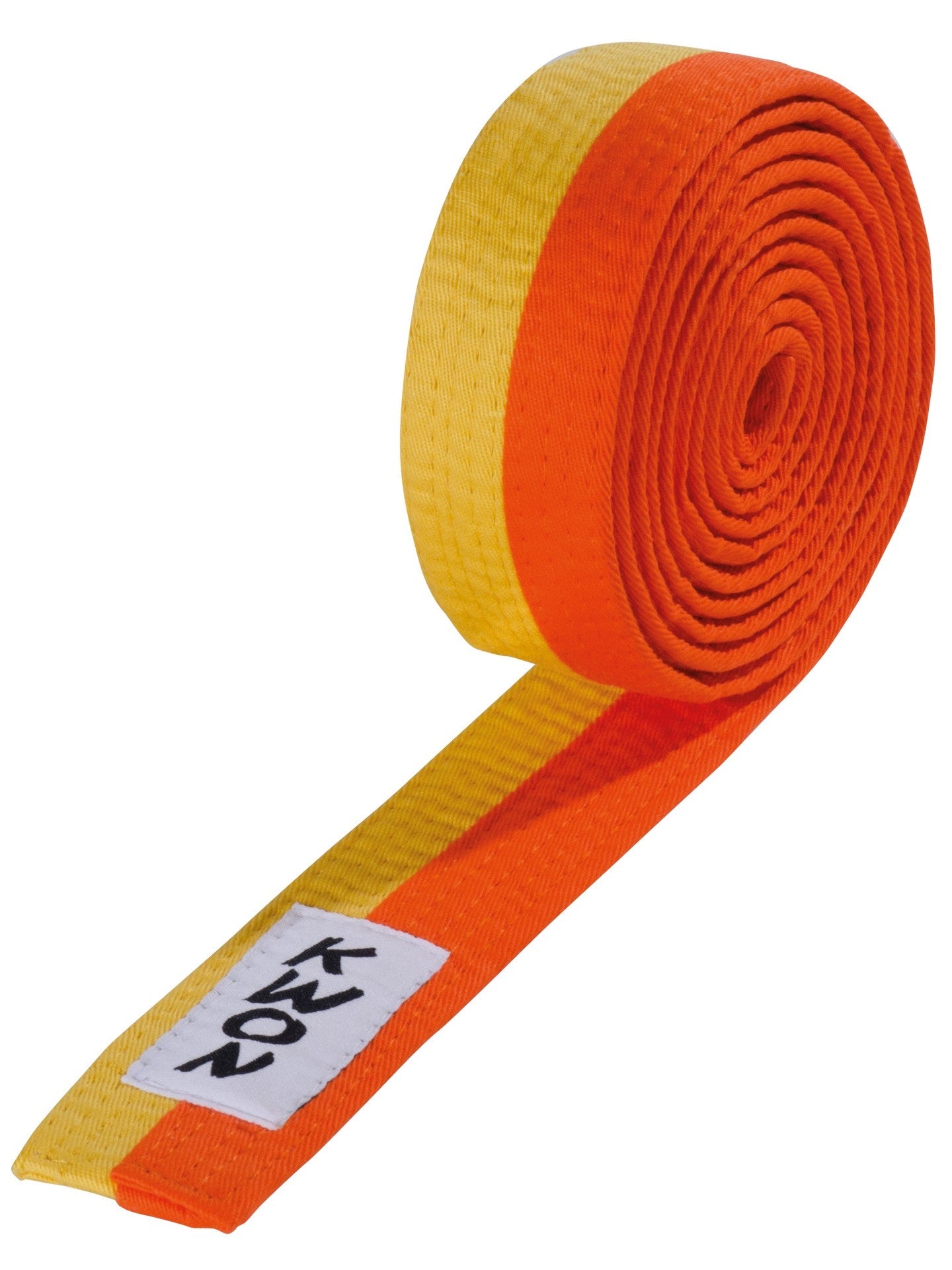 KWON (R) Budogürtel gelb/orange Kampfsportgürtel halb-halb gestreift