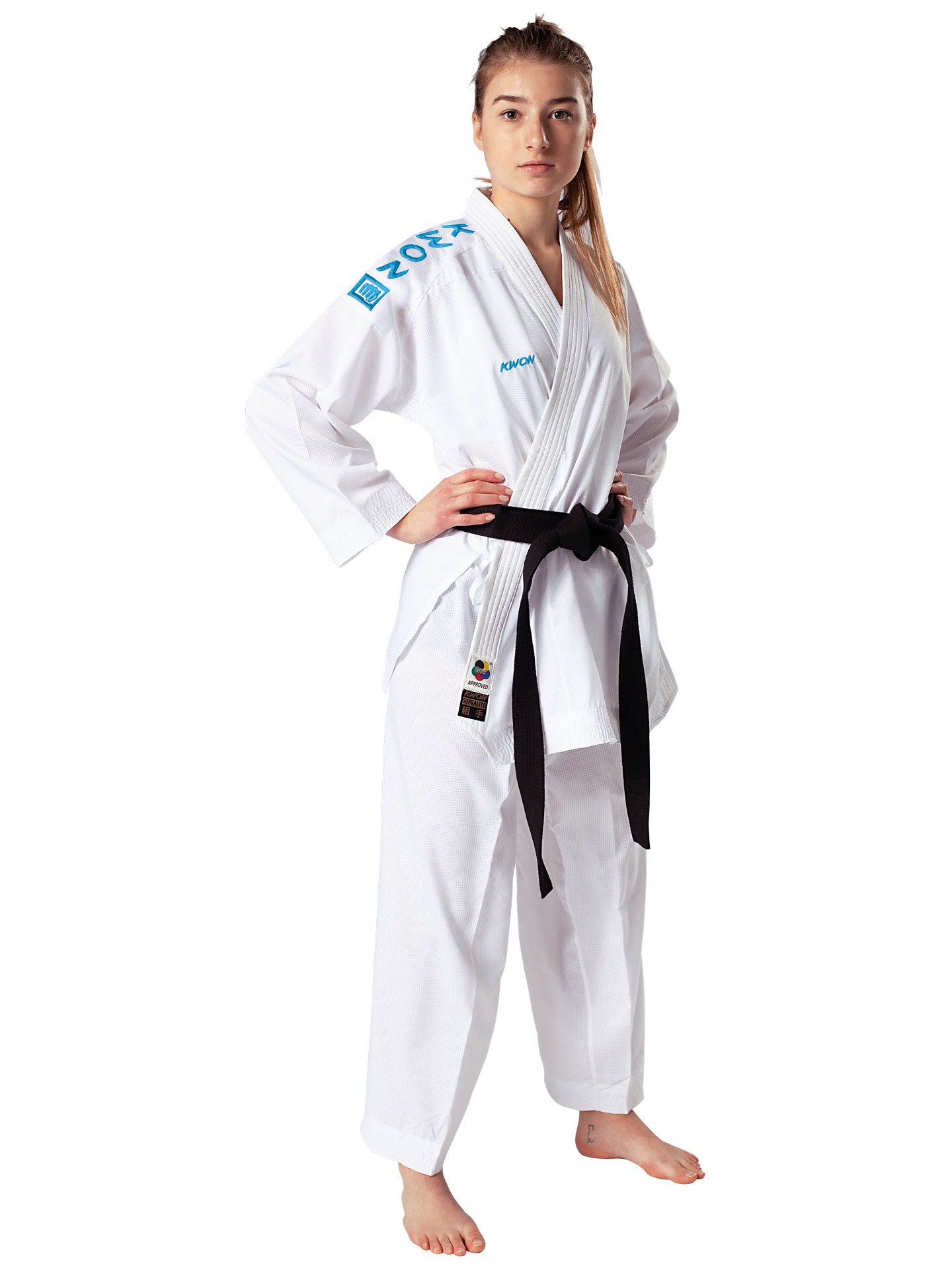 KWON (R) Karateanzug Supralite - Kumite Gi - WKF rec. - Schulterstreifen blau