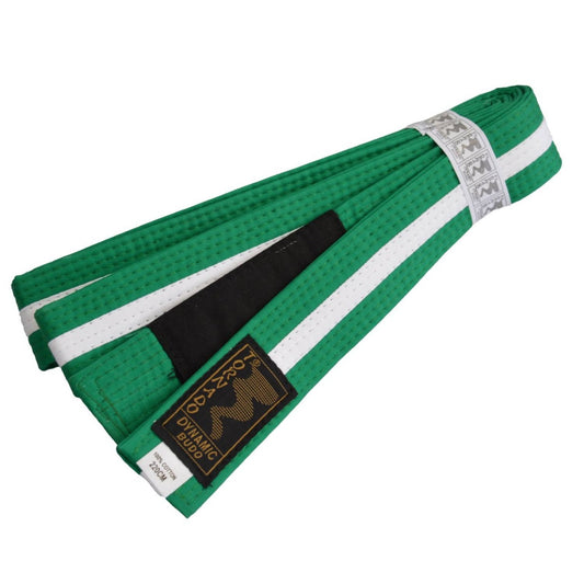 Kinder BJJ Brazilian Jiu-Jitsu Gürtel grün-weiß mit Bar Balken